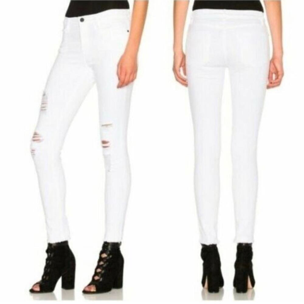 FRAME‎ Le Skinny De Jeanne Women Mid Rise White Ripped Skinny Jeans Size 23
